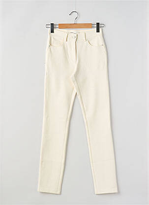 Pantalon droit fermeture zippée sous rabat boutonné taille normale blanc ANDAM femme