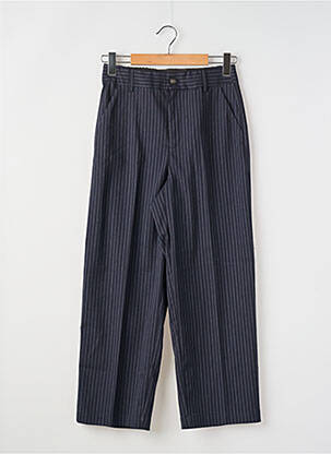 Pantalon droit fermeture zippée sous rabat boutonné taille normale bleu KAFFE femme