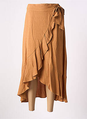 Jupe longue coupe asymétrique marron SURKANA femme