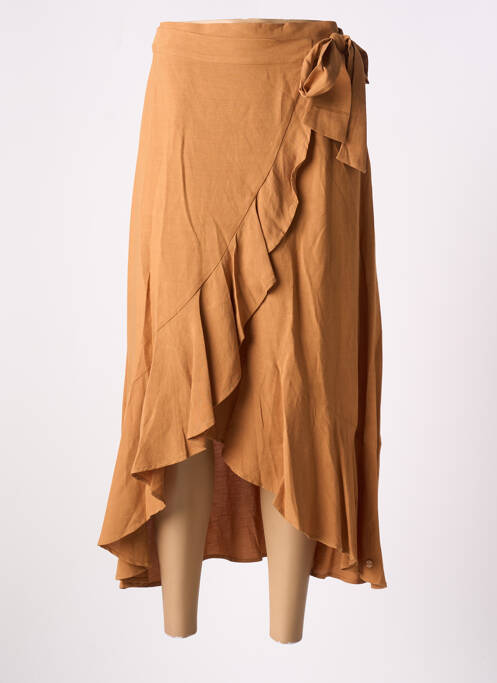 Jupe longue fermeture zippée au dos marron SURKANA femme