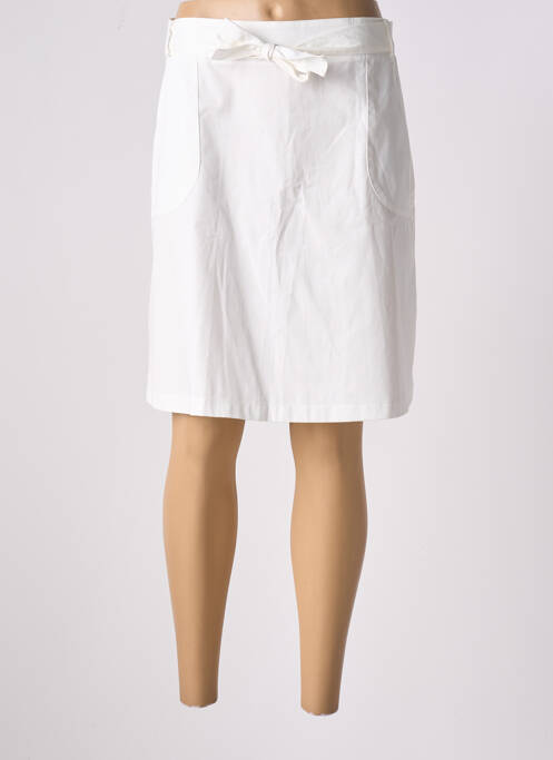 Jupe mi-longue fermeture zip latéral blanc LILI & CAROLINE femme