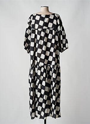 Robe longue imprimé fantaisie manches 3/4 noir SURKANA femme
