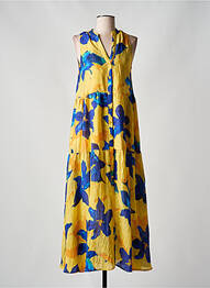 Robe longue imprimé fleurs sans manche jaune SURKANA femme