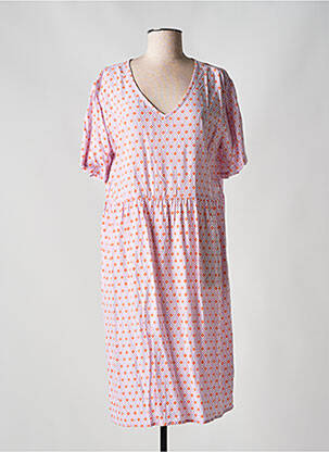 Robe mi-longue imprimé fantaisie manches courtes violet CREAM femme