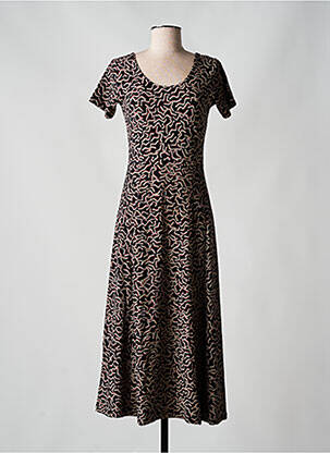Robe mi-longue imprimé fantaisie manches courtes noir SKUNKFUNK femme