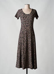 Robe mi-longue imprimé fantaisie manches courtes noir SKUNKFUNK femme