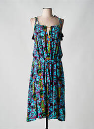 Robe mi-longue imprimé fantaisie fines bretelles bleu FREEMAN T.PORTER femme