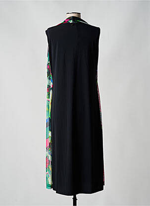 Robe mi-longue imprimé fantaisie sans manche noir MALOKA femme