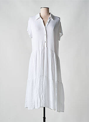 Robe mi-longue manches courtes manches courtes blanc ANDAM femme