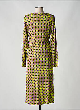 Robe mi-longue imprimé fleurs manches longues vert SURKANA femme