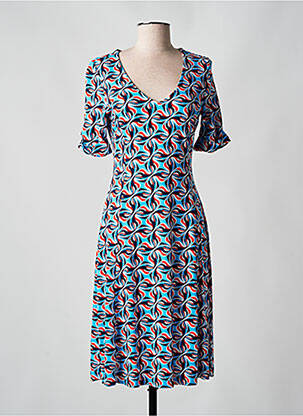 Robe mi-longue manches 3/4 manches 3/4 bleu SURKANA femme