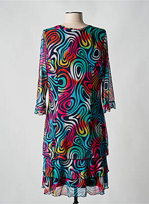 Robe mi-longue coupe fluide manches 3/4 bleu GUY DUBOUIS femme