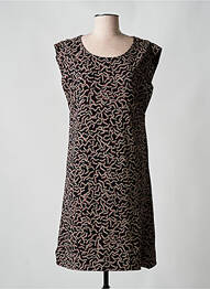Robe mi-longue imprimé fantaisie manches courtes noir SKUNKFUNK femme