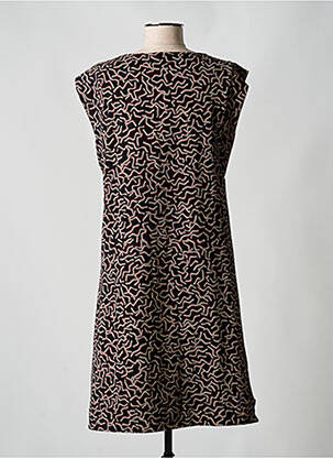 Robe mi-longue imprimé fantaisie manches courtes noir SKUNKFUNK femme