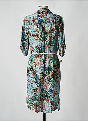 Robe mi-longue coupe fluide manches 3/4 bleu REVER MILE femme