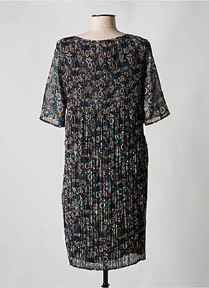 Robe mi-longue imprimé fleurs manches courtes noir LOLA ESPELETA femme