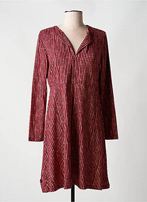 Robe mi-longue imprimé fantaisie manches longues rouge SURKANA femme