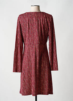 Robe mi-longue imprimé fantaisie manches longues rouge SURKANA femme