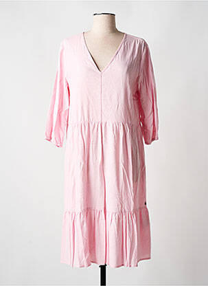 Robe mi-longue coupe évasée manches 3/4 rose CREAM femme