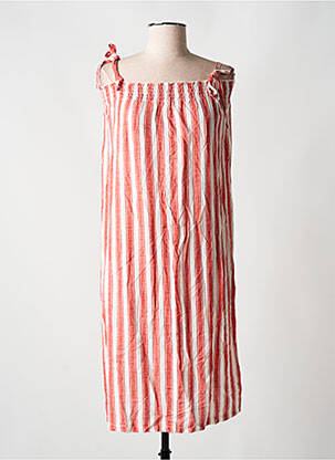 Robe mi-longue tissage crêpe fines bretelles rouge CREAM femme