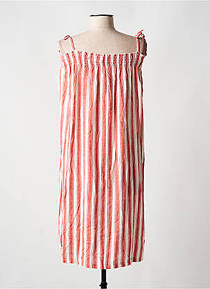 Robe mi-longue tissage crêpe fines bretelles rouge CREAM femme