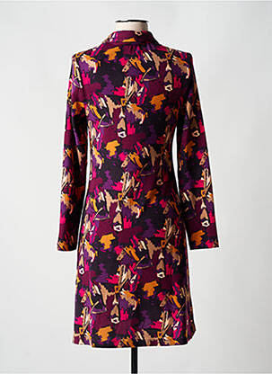 Robe mi-longue imprimé fantaisie manches longues violet SURKANA femme
