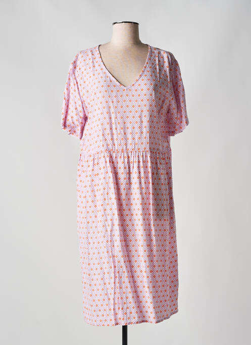 Robe mi-longue imprimé fantaisie manches courtes violet CREAM femme
