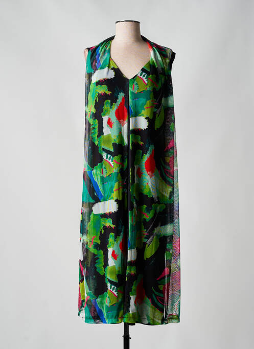 Robe mi-longue imprimé fantaisie sans manche noir MALOKA femme