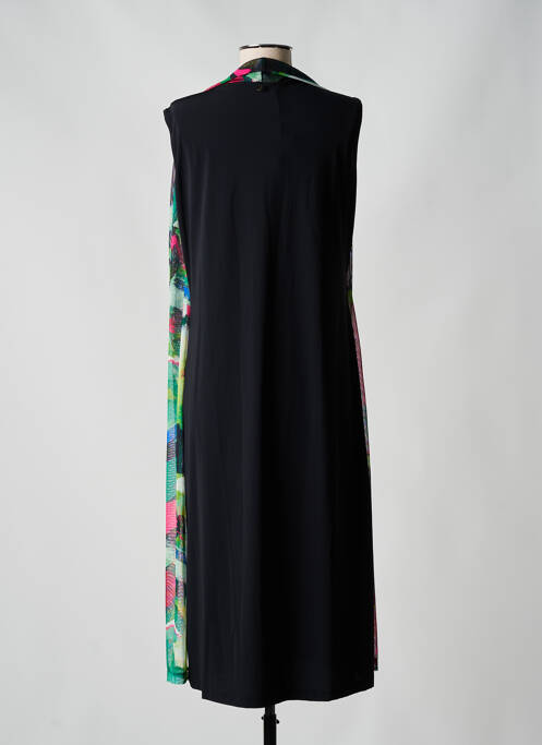 Robe mi-longue imprimé fantaisie sans manche noir MALOKA femme