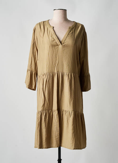 Robe mi-longue manches 3/4 manches 3/4 marron CREAM femme