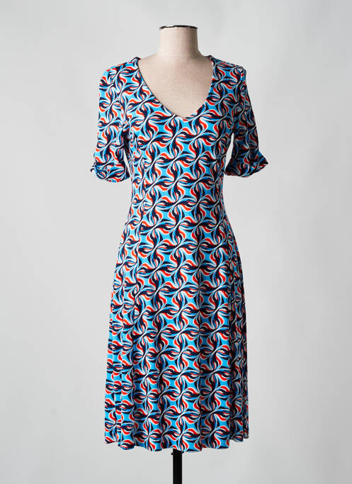 Robe mi-longue manches 3/4 manches 3/4 bleu SURKANA femme