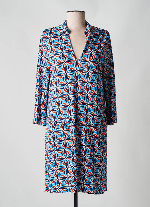 Robe mi-longue manches longues manches longues bleu SURKANA femme