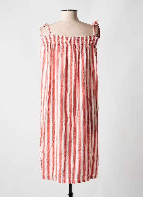 Robe mi-longue tissage crêpe fines bretelles rouge CREAM femme