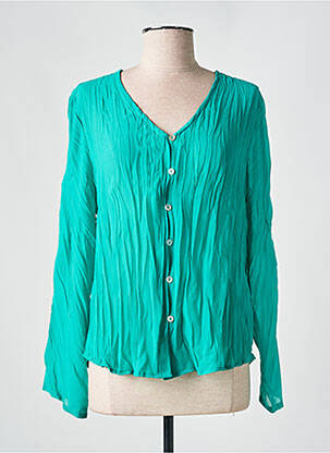 Chemisier coupe cintrée manches longues vert CREAM femme
