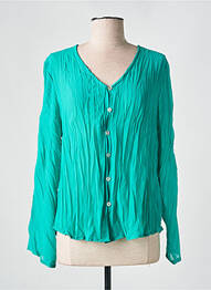 Chemisier coupe cintrée manches longues vert CREAM femme