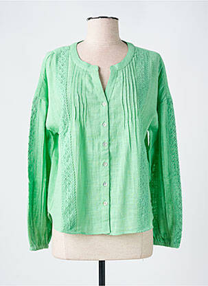 Chemisier coupe droite manches longues vert CREAM femme