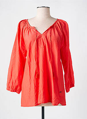 Blouse légère et transparente manches longues orange AGATHE & LOUISE femme