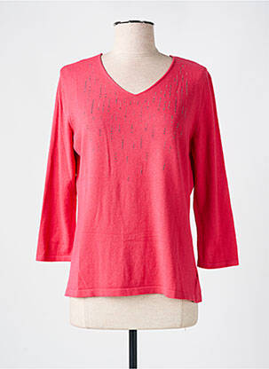 Pull coupe cintrée manches 3/4 rose I.ODENA femme