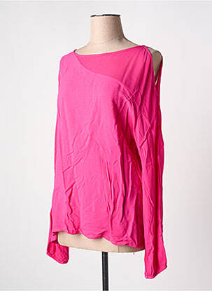 Top tissage crêpe manches longues rose FRACOMINA femme