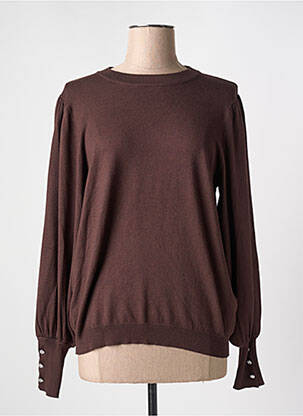 Pull stretch manches longues marron KAFFE femme