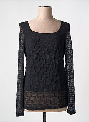 Top col carré manches longues noir CREAM femme