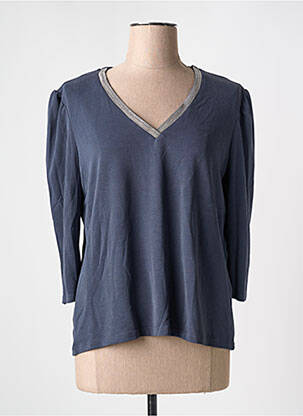 T-shirt col v manches courtes gris JULIE GUERLANDE femme