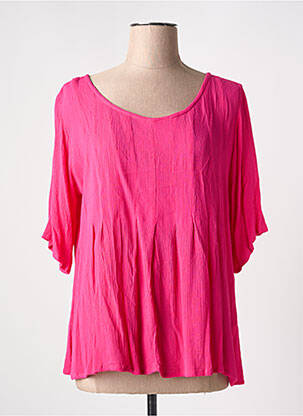 Blouse col rond manches 3/4 rose AGATHE & LOUISE femme