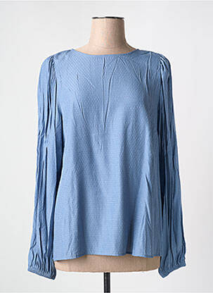 Blouse légère et transparente manches longues bleu KAFFE femme