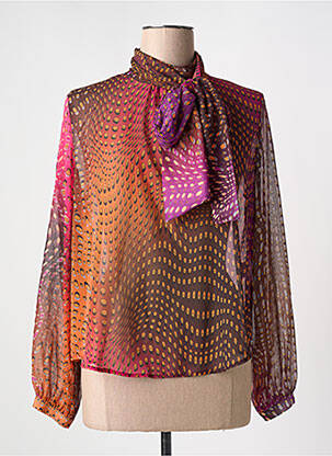 Blouse légère et transparente manches longues orange B.YU femme