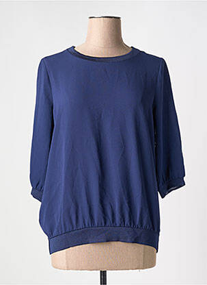 Blouse col rond manches 3/4 bleu TONI femme