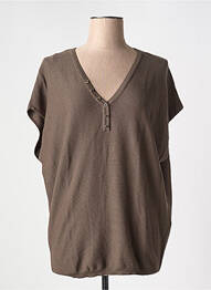 Pull col v manches courtes vert MORGAN femme