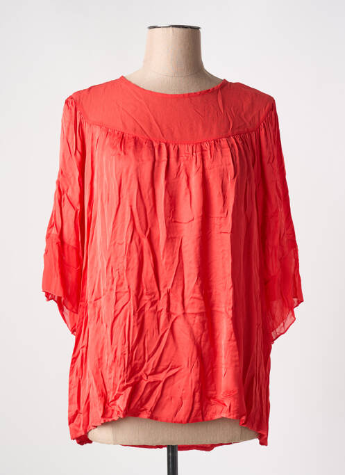 Blouse fermeture boutonnée au dos manches 3/4 rouge FRACOMINA femme