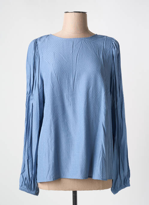 Blouse légère et transparente manches longues bleu KAFFE femme