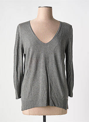 Pull col v manches 3/4 gris ANDAM femme
